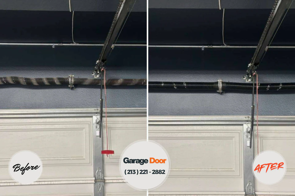 Before and after: garage door repair Old Town, ME